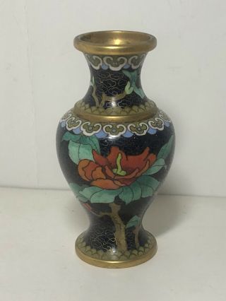 Vintage Jingfa Chinese Sparkling Cloisonné Small Flower Bud Vase Enamel Metal