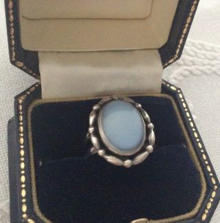 Vintage Arts & Crafts silver and moonstone ring,  size O 2