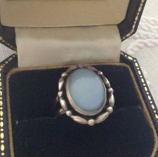 Vintage Arts & Crafts silver and moonstone ring,  size O 3