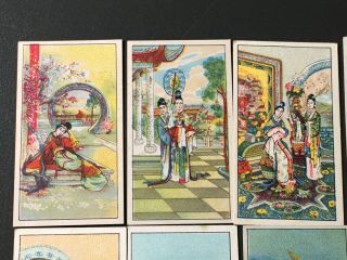 (10) ANTIQUE CHINESE TOBACCO CARDS - - COURT SCENES & MAGICAL LADIES 3