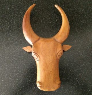 Vintage Texas Long Horn Steer Bull Wall Art Saloon Western Rodeo Cow Carving