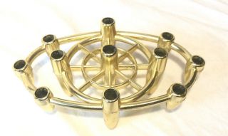 Vintage Mid Century Danish Tiny Taper Candle Holder Brass Gold Tone Holds 11
