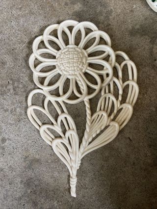 Vintage | White Plastic Wicker Wall Flower| Burwood Home Interiors 2198