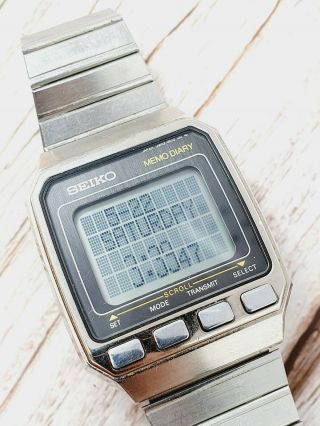 Vintage Seiko Memo Diary Uw02 - 0010 (1984) Lcd Quartz Watch 35.  5mm