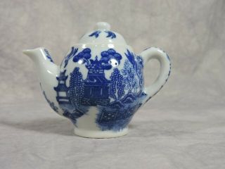 Miniature Blue Willow Tea Pot With Lid