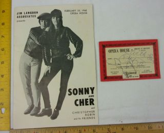 Sonny & Cher 1968 Signed Concert Program Small Club Vintage