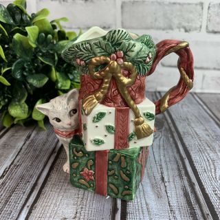 Vintage 1995 Fitz & Floyd Father Christmas Creamer Cat Kitty Christmas Gifts 440