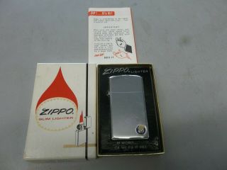 Zippo Slim Lighter 1610 High Polish W/ Box And Paper