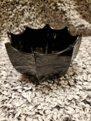 Vintage Art Deco Black Glass Bowl - Vase Holder -