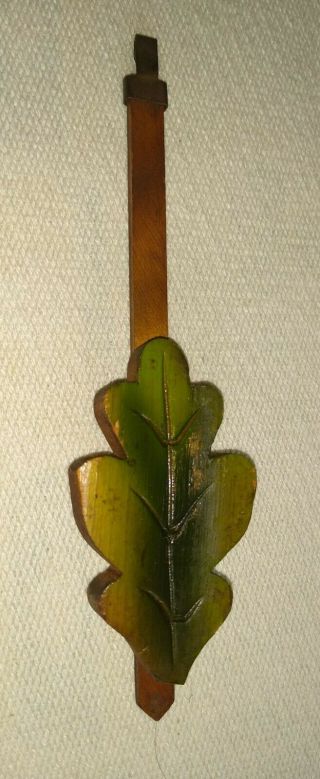 Painted Oak Leaf Cuckoo Clock Pendulum 6 3/4 " Long Vintage 1960 
