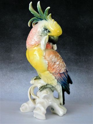 Vintage Karl Ens Germany Pink Parrot Cockatoo Porcelain Figurine Uk P&p