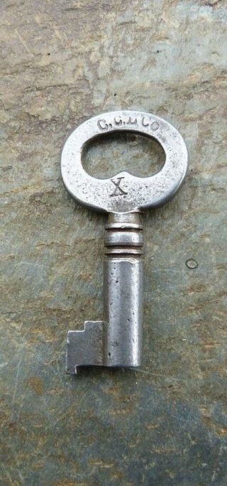 Antique Steamer Trunk Key Corbin Cabinet Lock Company Barrel Key X