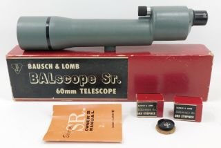 Vintage Bausch & Lomb Balscope Sr 60mm Telescope With 20x & 60x Objective Lenses