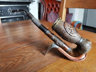 Antique Carved Black Forest Hunters Style Estate Pipe