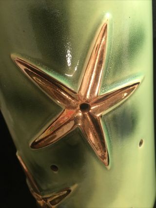 Mid Century Modern Sea Green And Gold Stars Table Lamp