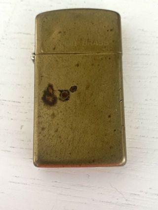 Vtg Zippo 1932 - 1985 Solid Brass Slim Lighter