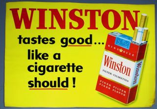 Winston Tastes Good Vintage Paper Cigarette Advertising Poster - Sign - 1950s