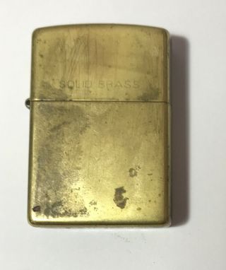 Vintage Solid Brass Zippo Lighter - Plain Case Made In Usa - Postage