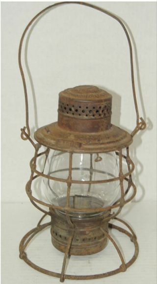 Vintage Adams & Westlake Santa Fe Railroad Lantern W Clear Globe
