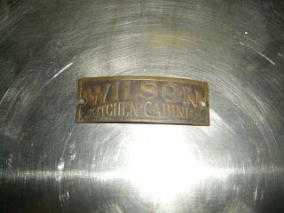Vintage Wilson Hoosier Type Kitchen Cabinet - Metal Label