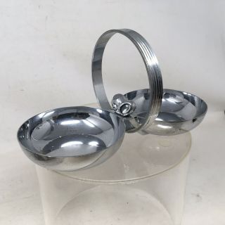 Vintage Art Deco Chase USA Chrome Double Serving Candy Dish 8.  5”x 4”x 4 1/2 