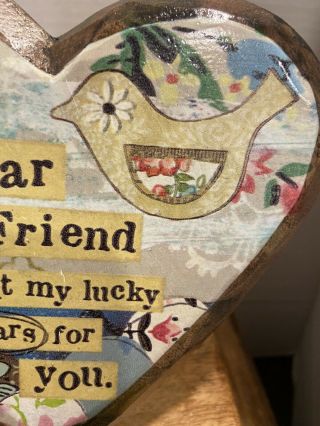 Demdaco Carved Wood Heart “Dear Friend 