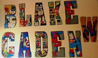 Superhero Marvel Dc Comics Metal Letters - A,  B,  C,  D,  E,  K,  L,  N,  W - You Choose