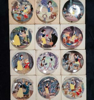 Vtg Disney Snow White Collector Plates Full Set Of 12 Edwin Knowles Plates Wow