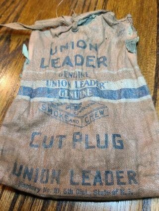 Antique Vintage Union Leader Cut Plug Tobacco Bag