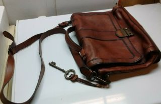 Fossil Women Leather Vintage Crossbody Brown Bag Purse Handbag Shoulder Strap