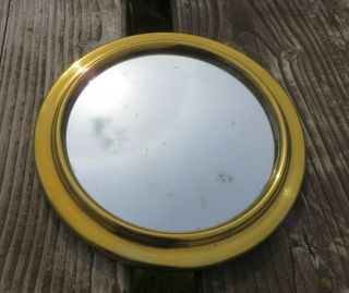 Vintage Small Brass Slightly Convex Mirror - 7 " Diameter