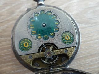 Rare Silver Antique Full Hunter Hebdomas 8 Day Visible Escapement Pocket Watch