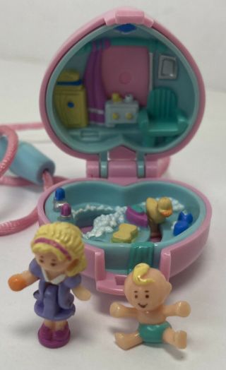 Very Rare Polly Pocket Locket Necklace Baby & Ducky Babysitter 1993 Complete Euc