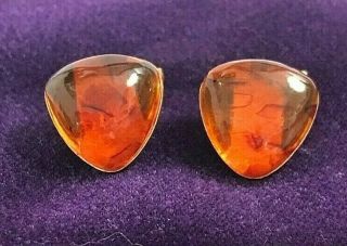 Vintage 22k Yellow Gold And Amber Men 