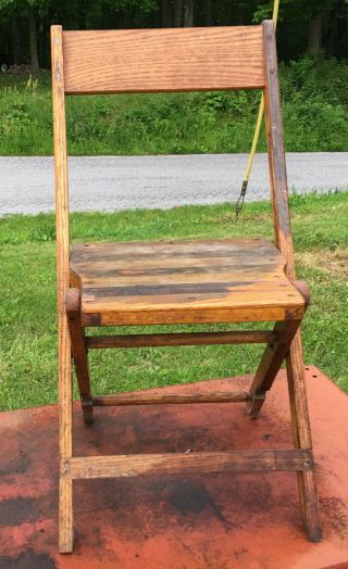 Snyder Folding Slatted Wood Chair Vintage Wooden Fold Up