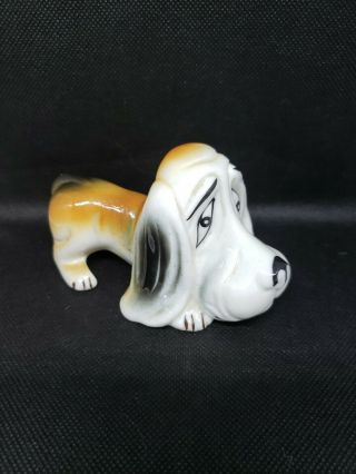 Vintage Ceramic Basset Hound Dog Figurine Japan
