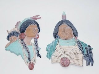 Striking American Indian Woman With Child & Man,  Cast Iron Wall Art From Sexton