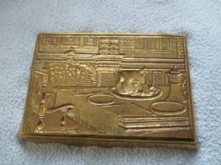 Antique Brass Calling Card Tray Pigs Head On Tray On Table 3