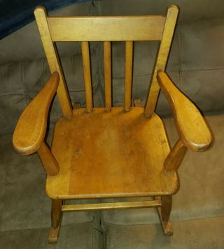 Antique Child Toddler Rocking Chair Laona,  Wi Solid Wood Connor Mill Lumber Old