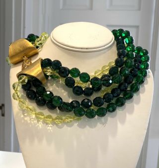 Vintage Robert Lee Morris Torsade Necklace - 6 Ropes Of Green Beads