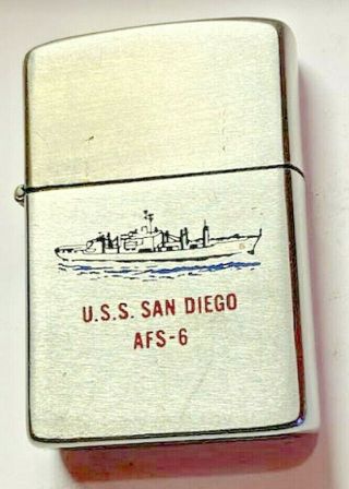 Vintage Collectible \\\ Zippo Lighter U.  S.  S.  San Diego Afs - 6