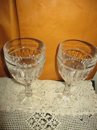 { 2}vintage Set Of Clear Cut Heavy Crystal Water And Wine Glasses 7 "