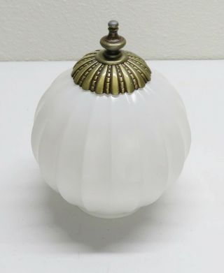 Vintage Mcm White Glass Ball Shade Light Globe,  3 1/4 " Fitter,  Hollywood Regency