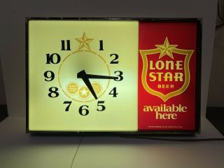 Vintage Lone Star Beer Sign.  With Clock And Lighted Sign