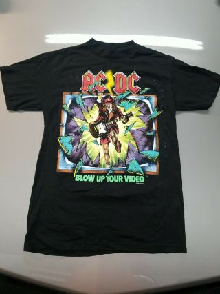 Vintage 1988 Ac/dc Blow Up Your Video World Tour T Shirt Medium 38 - 40