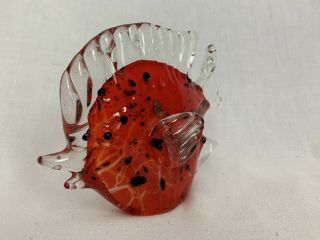 Art Glass Hand Blown Angel Fish Paper Weight Red Black 5 1/2” X 7” 76097 - 2 2