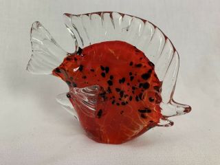 Art Glass Hand Blown Angel Fish Paper Weight Red Black 5 1/2” X 7” 76097 - 2 3