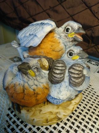 Birds Vintage Andrea By Sadek ”baby Bluebirds” 5803 Porcelain Figurine