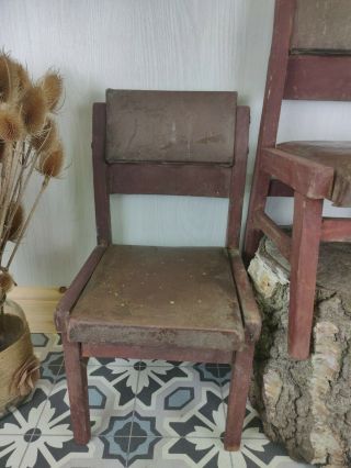 Vintage Rustic Farhouse Handmade wooden children ' s chairs dolls chair. 2