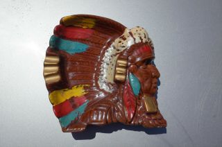 Vintage Indian Chief Head Ashtray Collectable Tobacco 1940s 1950s Advertising